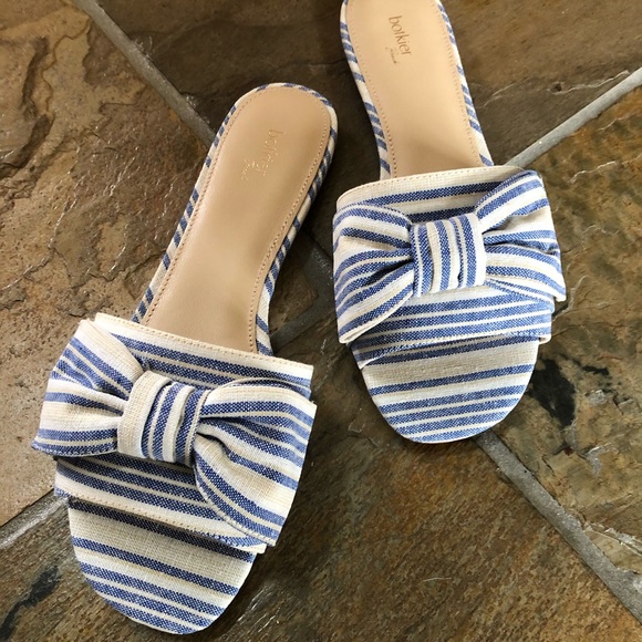 🍃💕NIB Botkier New York Striped Beach Bow Slides - Picture 3 of 12